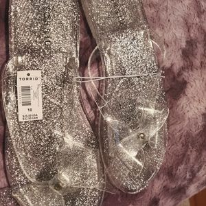 Torrid Clear Silver Glitter sandals